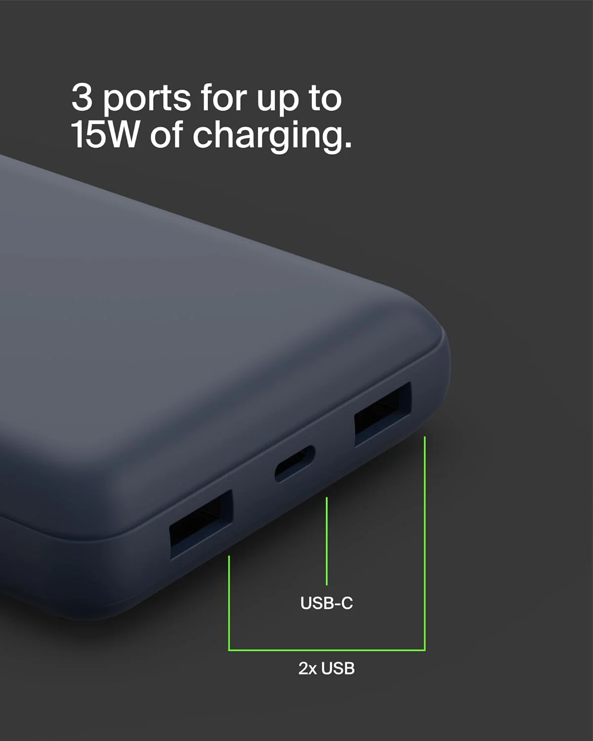 Belkin BoostCharge 3-Port Power Bank 10K (Blue) - Image 3