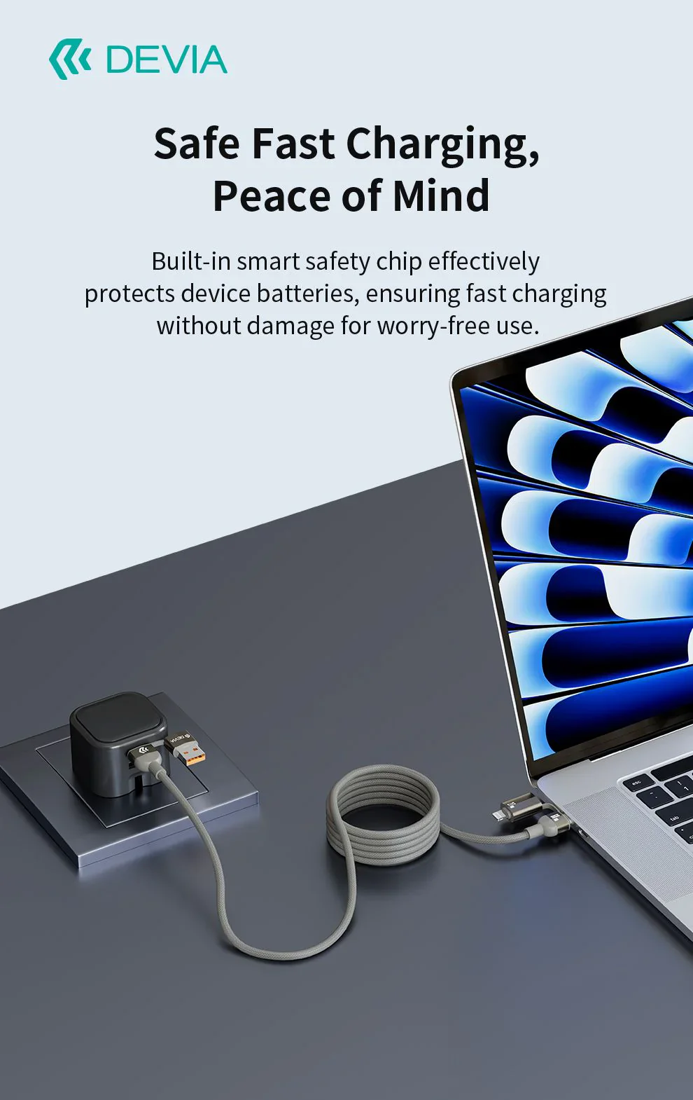 Devia Ultra 2 4-in-1 Woven Magnetic Fast Charging Cable (1.2m) – Natural Titanium - Image 5